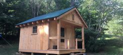 Karmê Chöling's new campground cabin was built with volunteers and a generous donation. The Facilities Department is studying a potential program, where people can come to Karmê Chöling and pick up carpentry skills while assisting in building the next campground cabin.